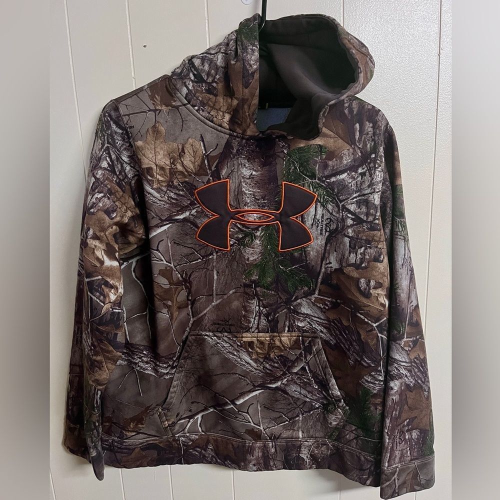 Under Armour UA RealTree Camo Fleece Hoodie Coldgear Sz XL - Picture 1 of 7